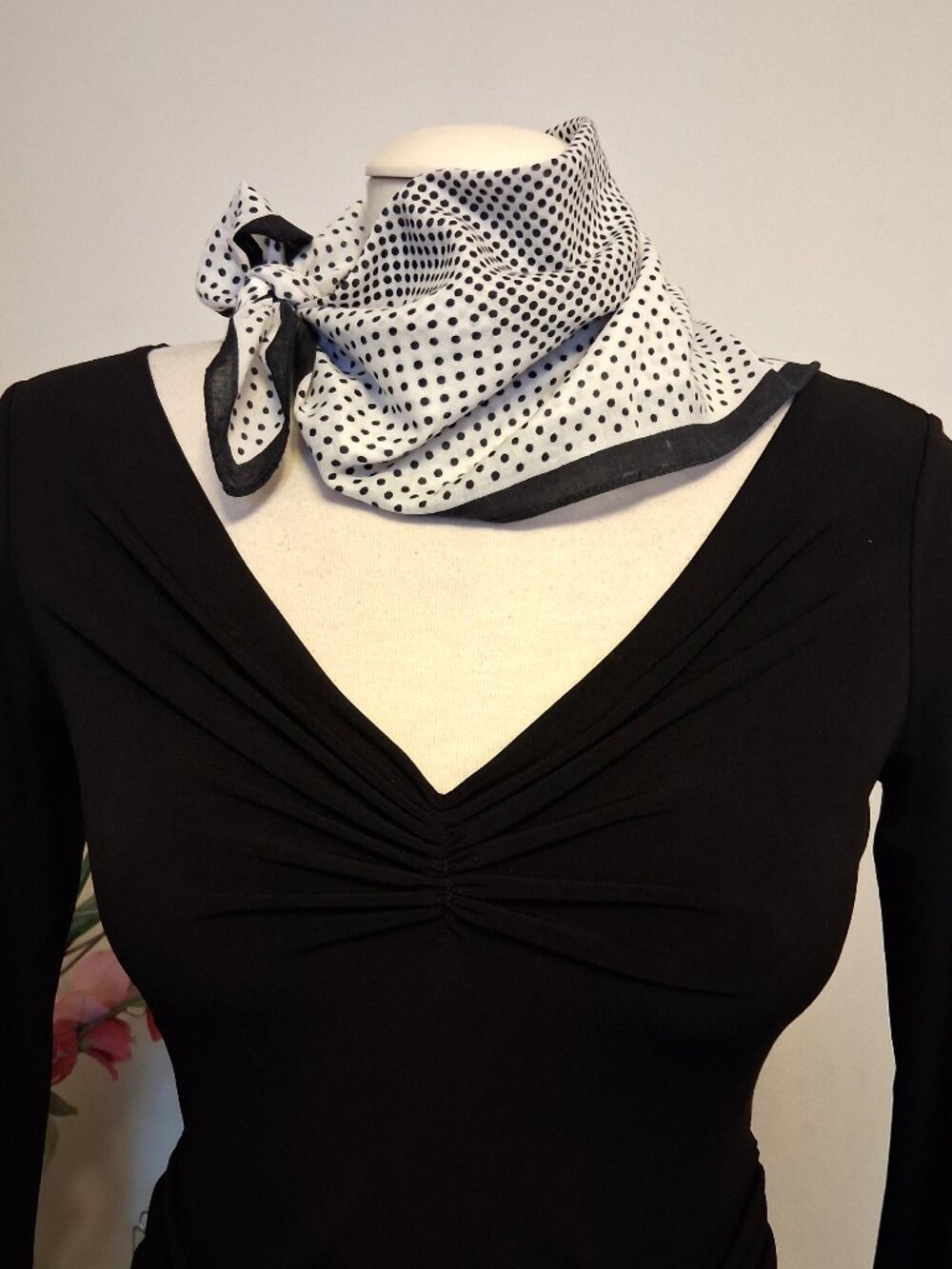 Vintage 100% Cotton Square Scarf Medium Abstract Geometric Polka Dot Neck Wrap